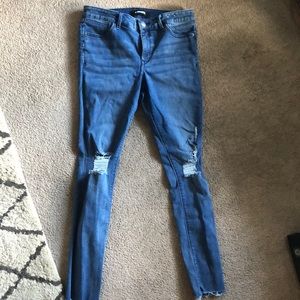 Express mid rise jeans with holes